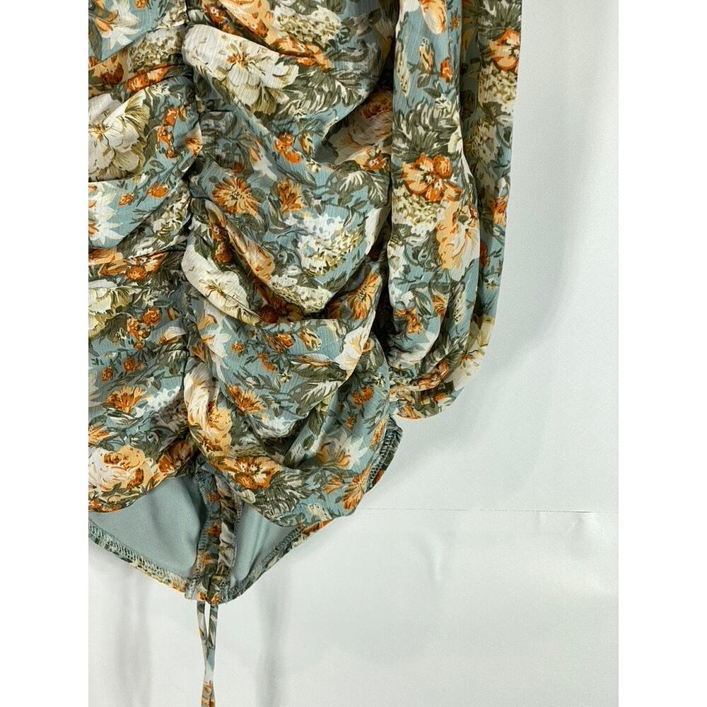 HELLO MOLLY Women's Sage Floral Basque Country Bodycon Ruched Dress SZ 4 - Picture 11 of 15